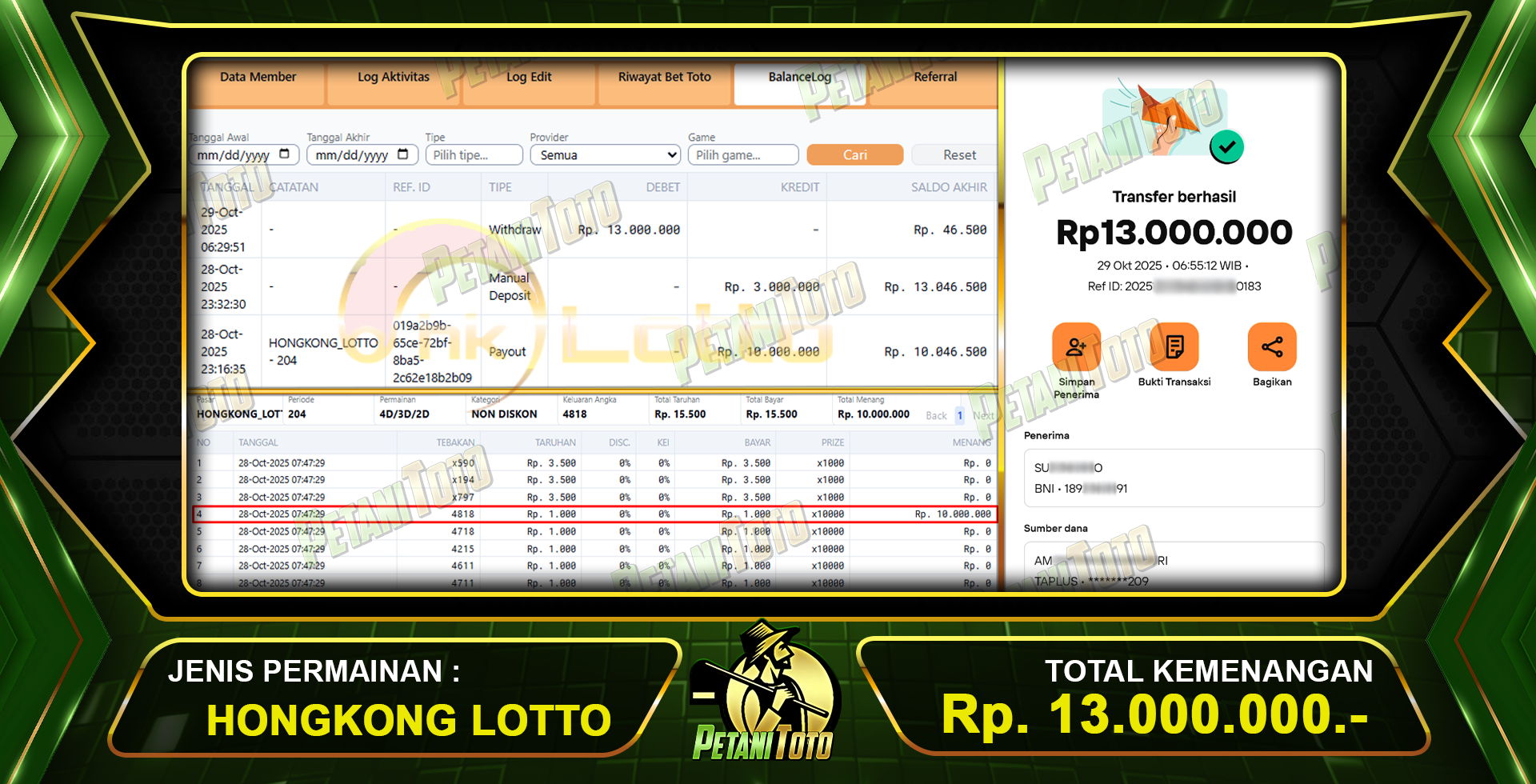 TEMBUS KEMENANGAN HONGKONG PETANITOTO