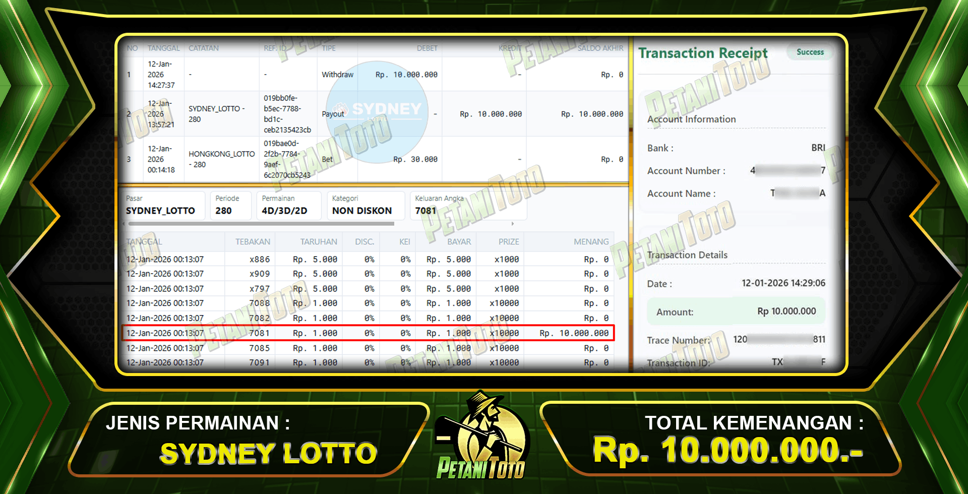 JACKPOT TOGEL TERBARU PETANITOTO