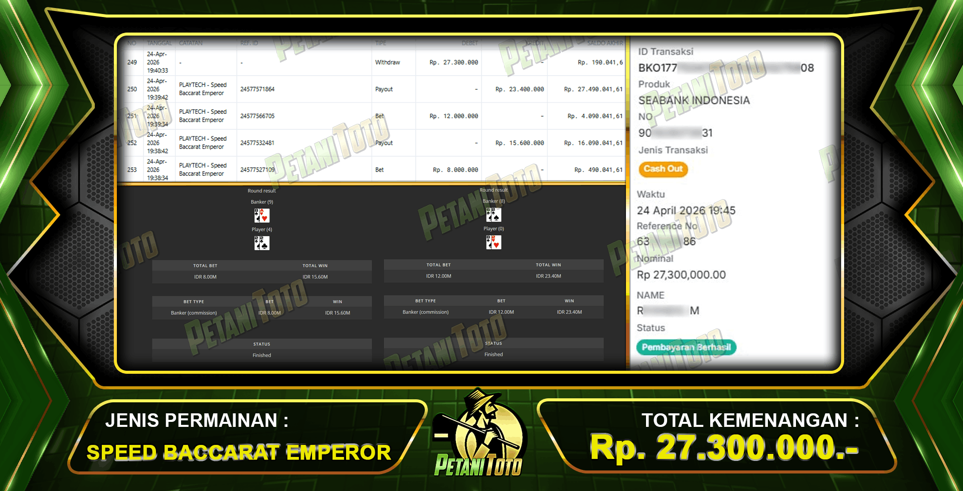 KEMENAGAN CASINO BACCARAT PETANITOTO