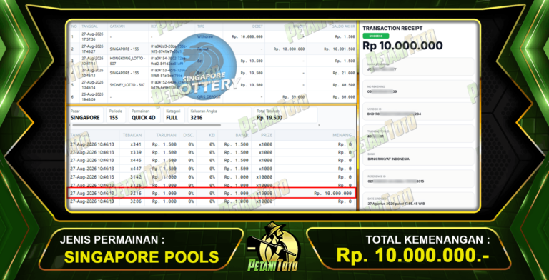 SGP POOLS BAYAR LUNAS